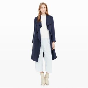 Club Monaco Navy Blue Draped Gideon Trench Coat
